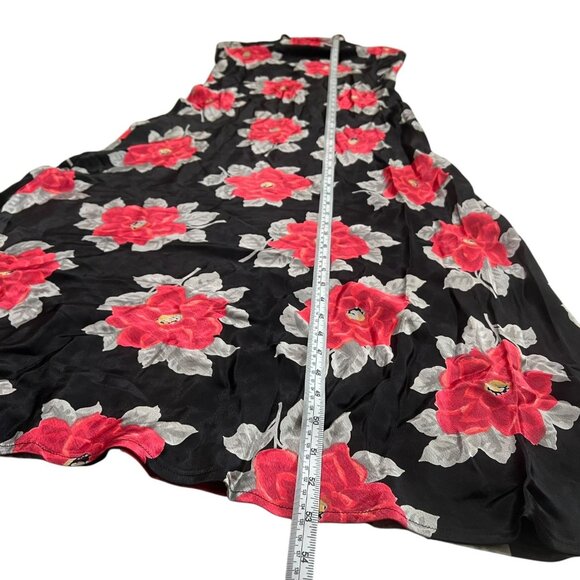 Vintage Floral Maxi Slip Dress Black Red Size 4‎ Y2K Vampire Romantic Bias Cut - Picture 6 of 6